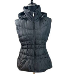 Women's Michael by Michael Kors Black Lightweight Ruched Puffer Vest Size M